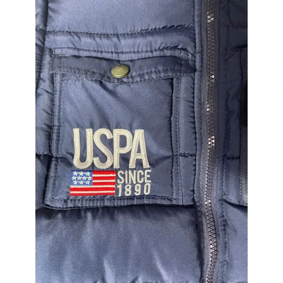U.S Polo Assn. Boys Sleeveless Full Zip Up Mock Neck Puffer Vest Navy Blue 14/16 - Picture 4 of 6